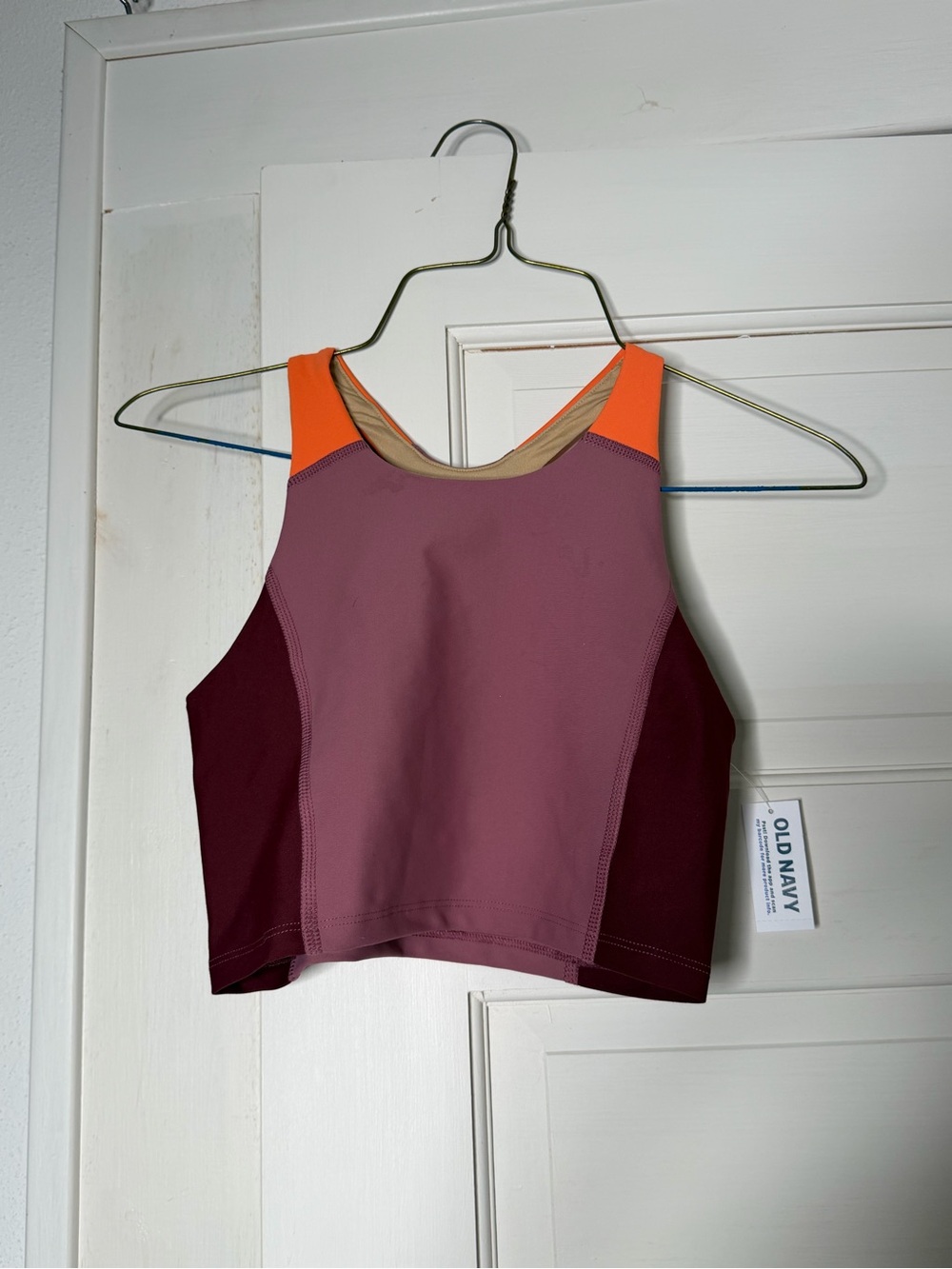 Old Navy Colorblock Crop Athletic Tank - Mauve, Burgundy & Orange